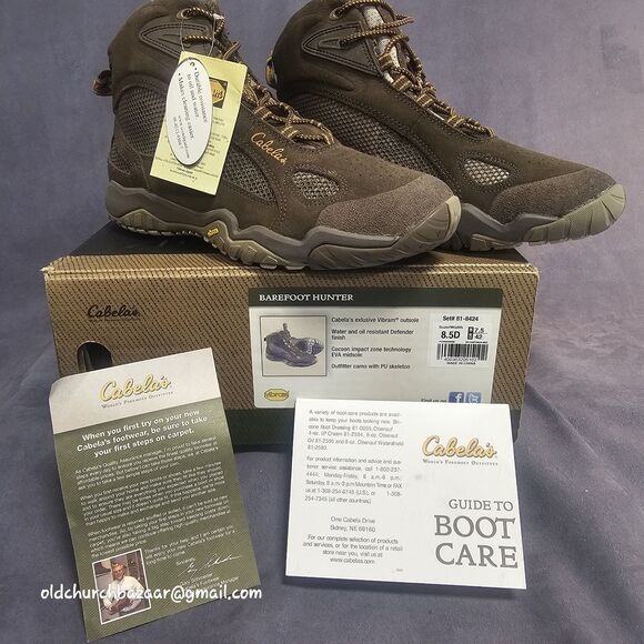 Hiking Boots Cabela\'s Barefoot Hunter Sz 8.5D Water & Oil Resistant NIB